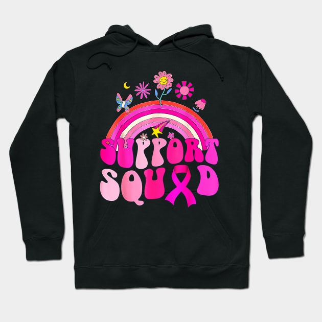 Groovy Rainbow Support Squad Pink Breast Cancer Awareness Hoodie by everetto